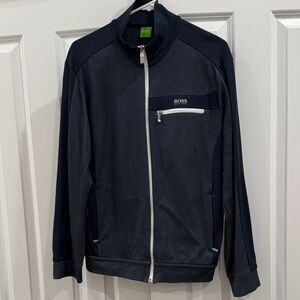 BOSS Men's Dark Blue Zip-Up Sweater